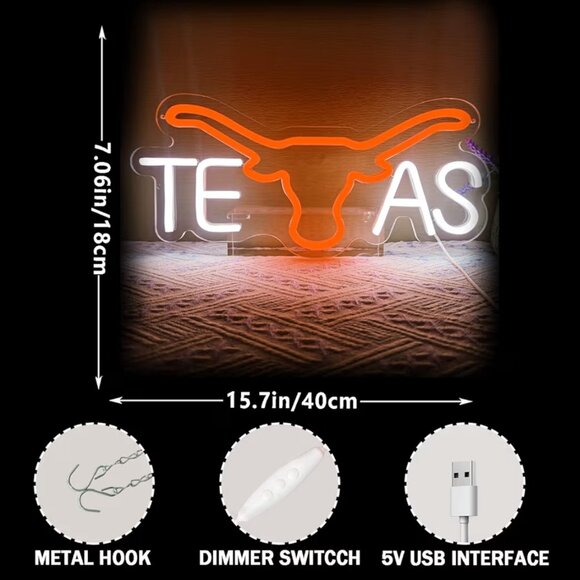TEXAS LONGHORN NEON LED SIGN - Picture 2 of 5